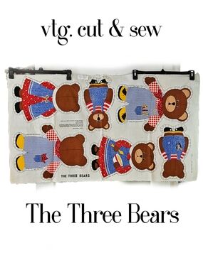 Vintage Cranston VIP "The Three Bears" Cut And Sew Panel